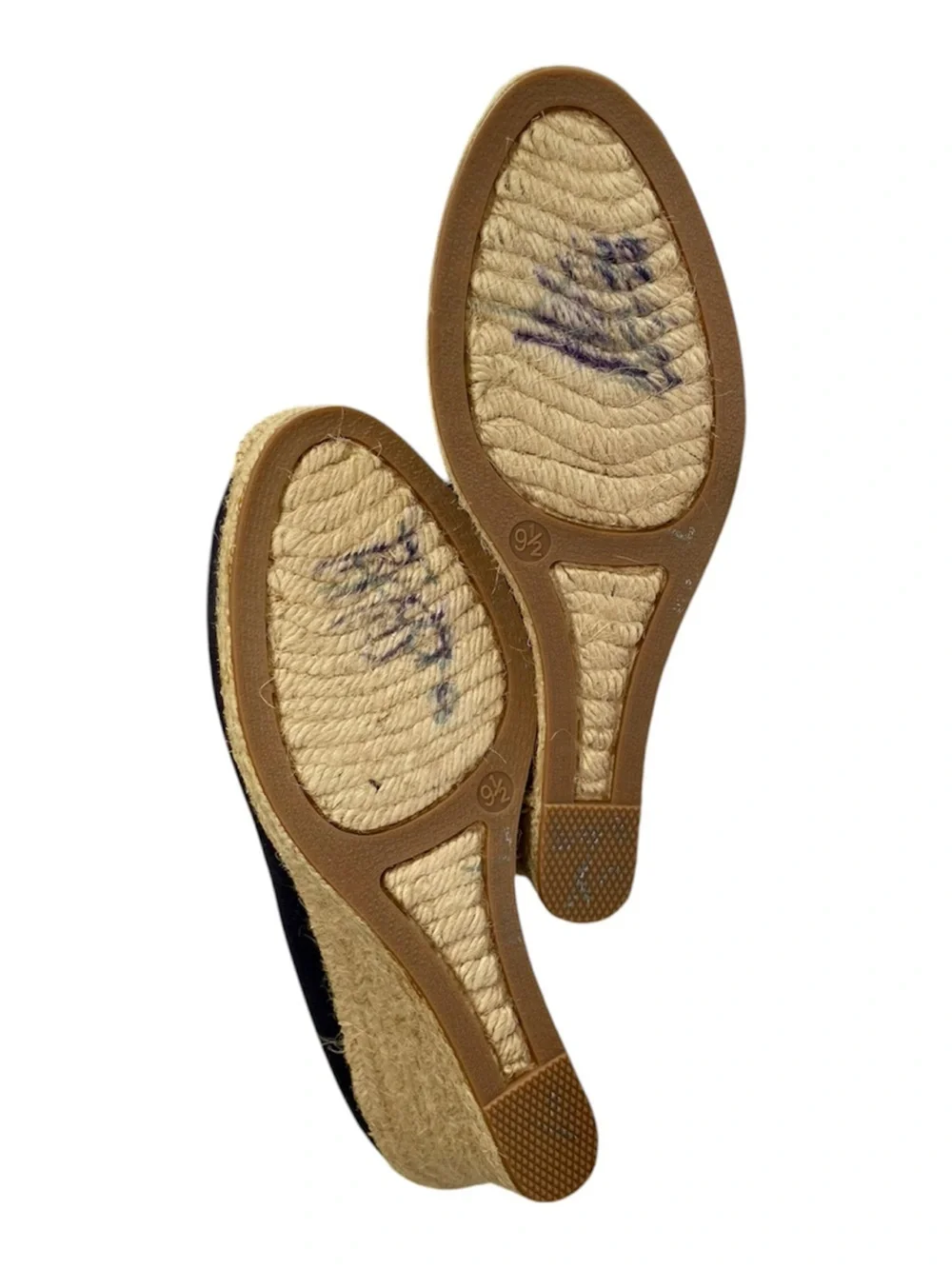 J. CREW Seville Canvas Espadrille Wedges Navy and Jute Women Size 9.5